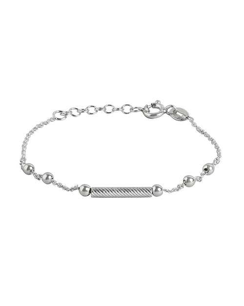 925 Sterling Silver Rhodium Plated Adjustable Charm Bracelet