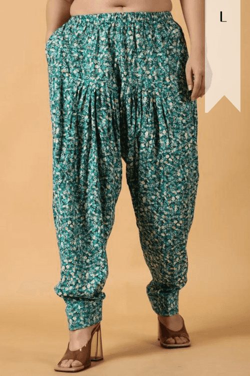 Ocean Green Printed Rayon Salwar