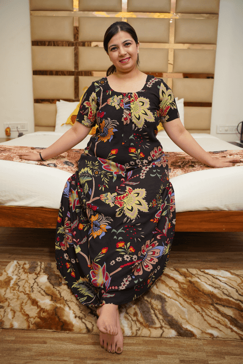 Floral Twilight Rayon Night Gown