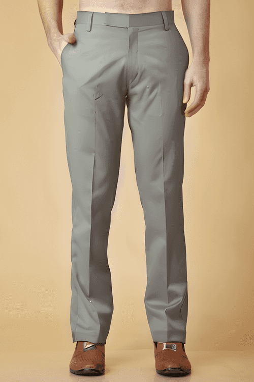 Stone Grey Solid Stretch Trouser