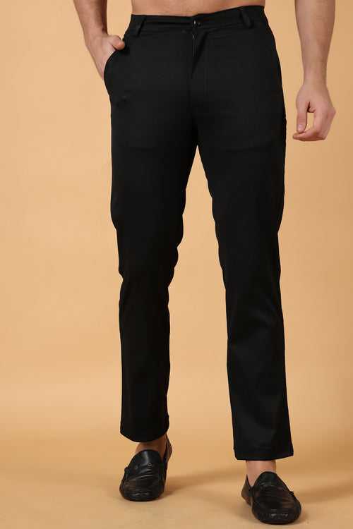 Eerie Black Lycra Chinos