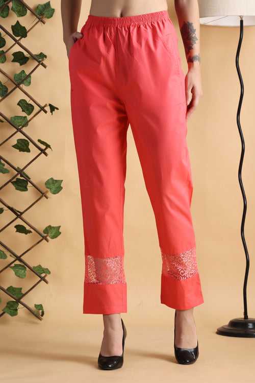Brink Pink Detailed Cotton Pants