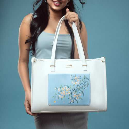 Periwinkle Blue and White Box Tote bag