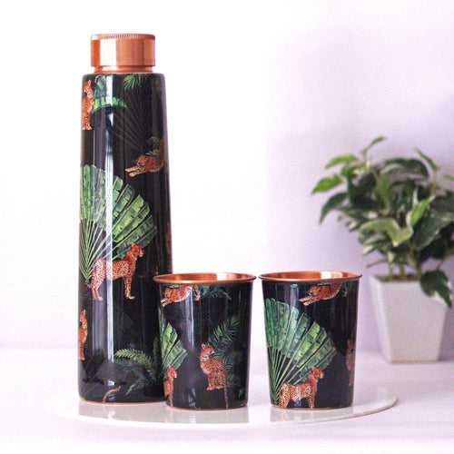 The Leopard Print Copper Bottle and Tumbler Set