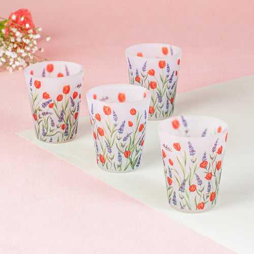 Tulip and Lavender Frosted Shot Glasses - Set of 4