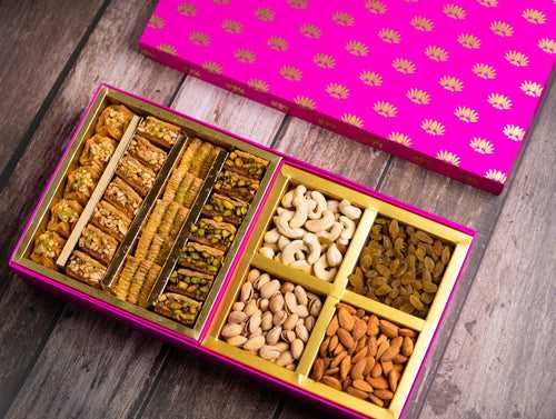 Baklava and dry fruits gift hamper - Lotus Luxe Gift Box