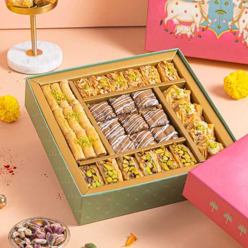 Pichwai gift box with assorted baklavas