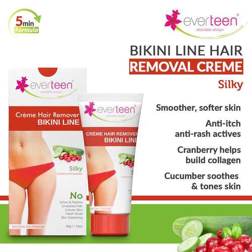 everteen SILKY Bikini Line Hair Remover Creme with Cranberry and Cucumber