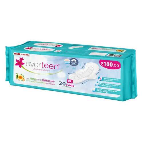 everteen XL Neem Safflower Sanitary Pads for Women - 20 Pads, 280mm