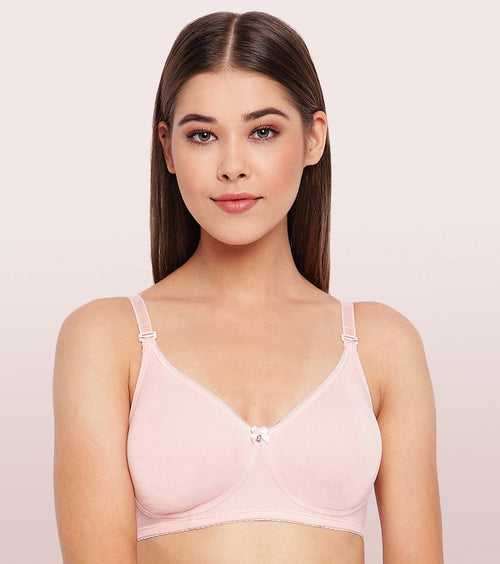 Enamor Comfort Shaper Non Padded, Non Wired Detachable Straps T-Shirt Bra (Pearl) Style# A055