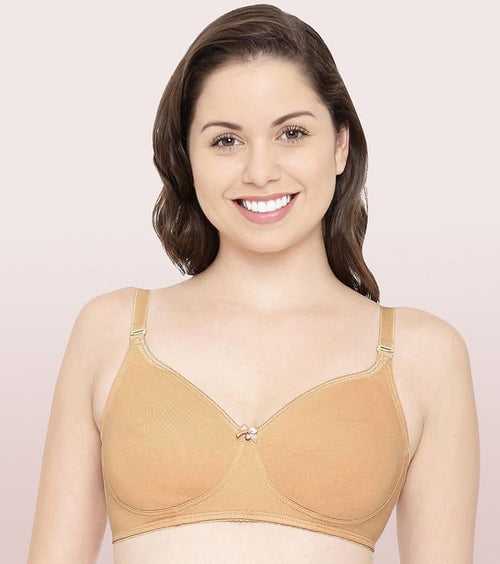 Enamor Comfort Shaper Non Padded, Non Wired Detachable Straps T-Shirt Bra (Skin) Style# A055