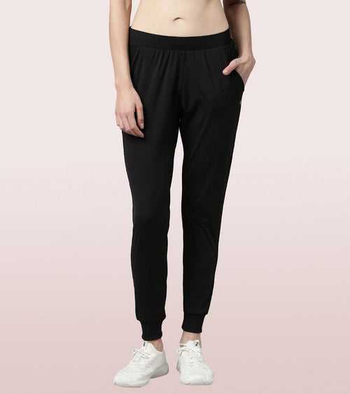 Enamor Athleisure Relaxed Fit Active Jogger with Adjustable Waistband (Jet-Black) Style# E076