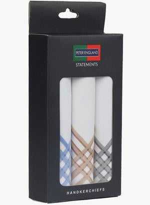 Peter England Pack of 3 Cotton Handkerchiefs (Colour Border) Style# Statement-PO3