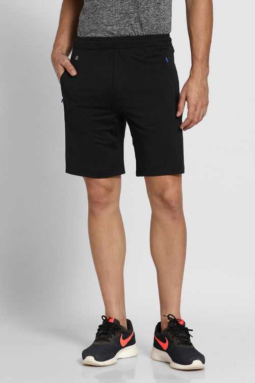 Vanheusen Men's Regular Fit Polyester Shorts with Side Zip Pockets (Black) Style# 51001