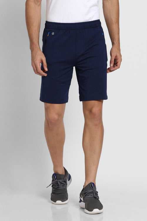 Vanheusen Men's Regular Fit Polyester Shorts with Side Zip Pockets (Navy) Style# 51001
