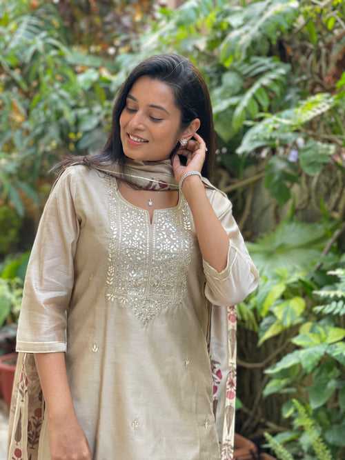 Sarina Chanderi suit with traditional dupatta