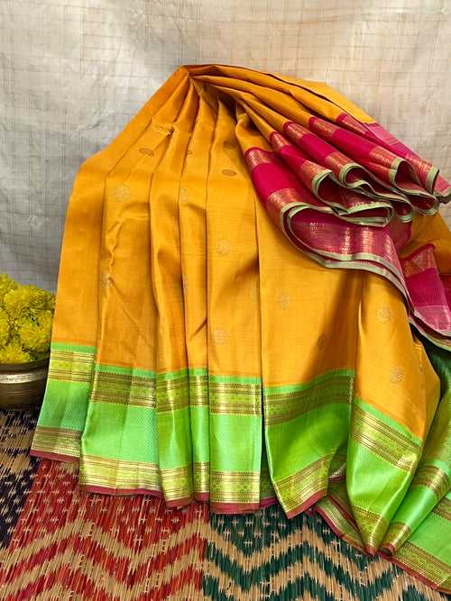 Melon yellow with Ganga Jamuna korvai / kanjipuram silk