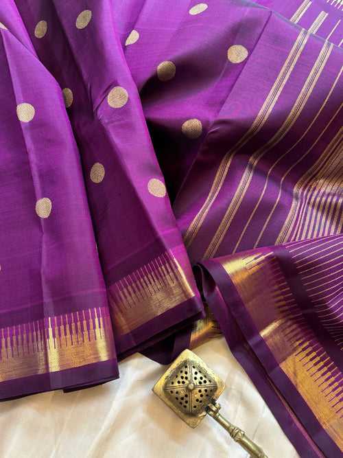 Dark purple coin Butta / kanjipuram silk