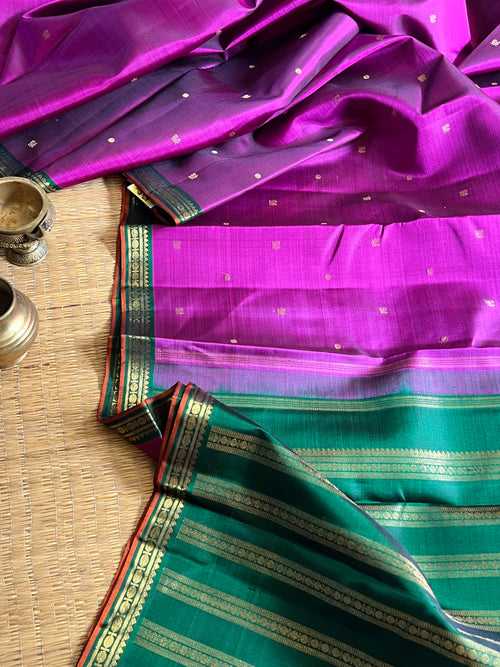 Small rudraksh border - kanjivaram silk