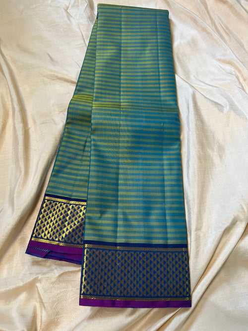 Gift silk saree 05 blue stripes