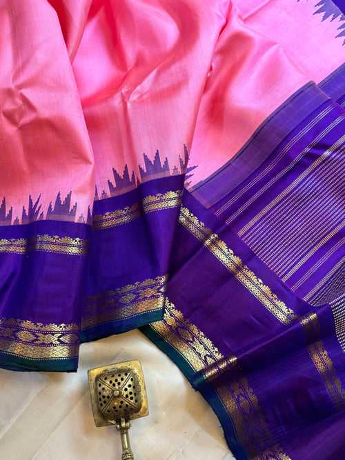 Pink with purple /Gadwal silk