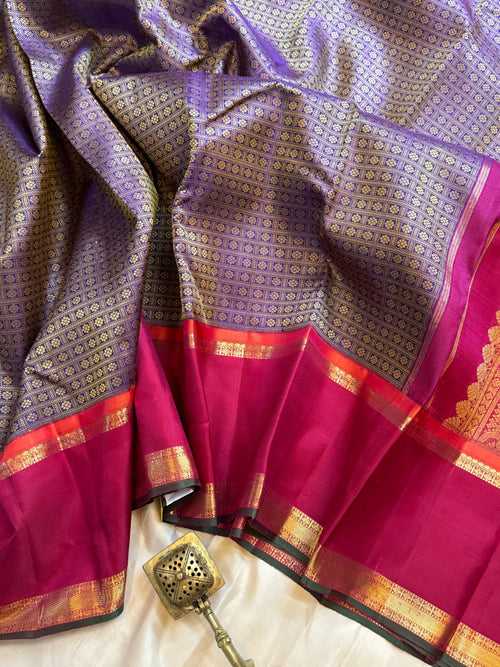 Purple  lakshadeepam silk korvai