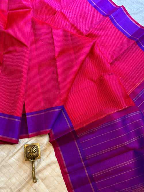 Pink and purple Oosi vanam - kanjivaram silk