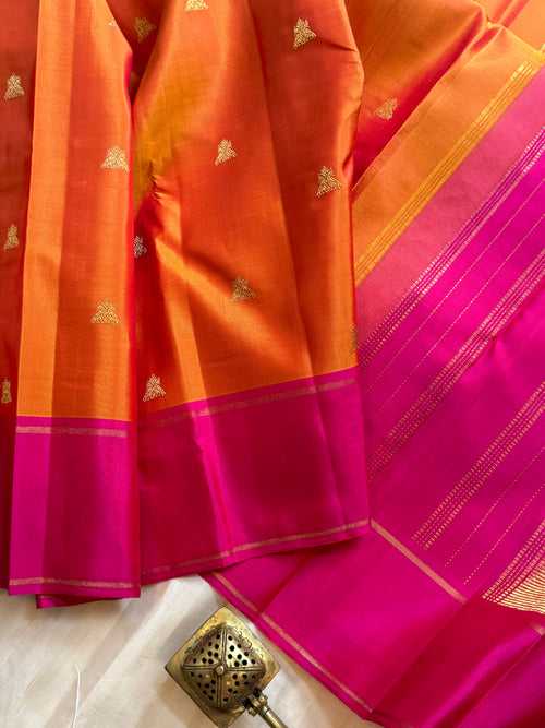 Orange and pink / kanjipuram silk