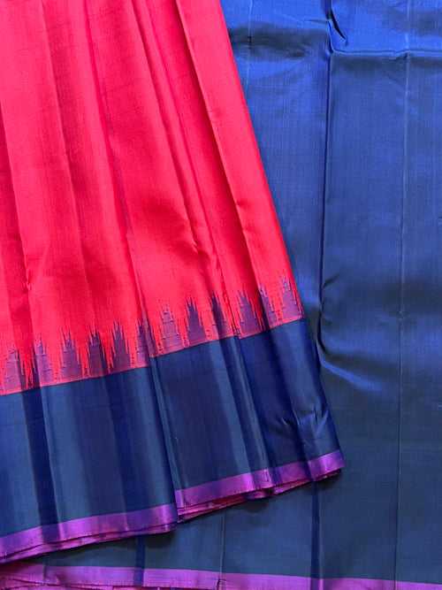 Dark red with blue - Gadwal silk