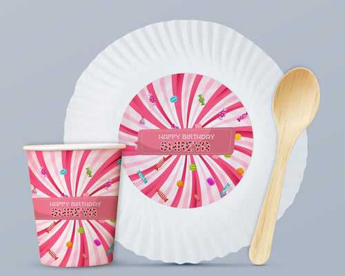 PSI Candy Theme Party Cups and Plates Combo