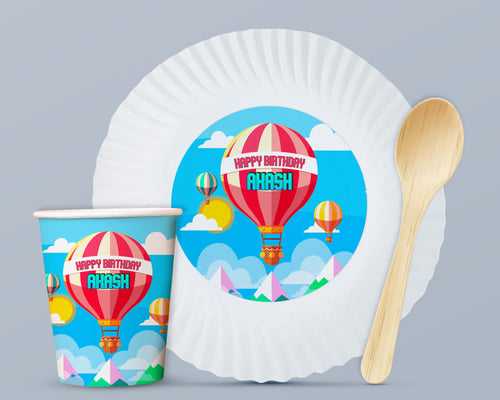 PSI Hot Air Theme Party Cups and Plates Combo