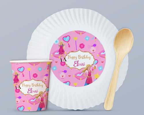 PSI Barbie Theme Party Cups and Plates Combo