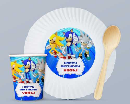 PSI Sonic the Hedgehog Theme Party Cups and Plates Combo