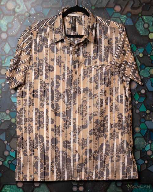 Shirt Men Half Sleeves / Cotton Distemper - Black Cream SHAMANKA