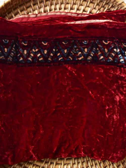 rehbara - Ajrakh Silk velvet blouse piece 1 meter