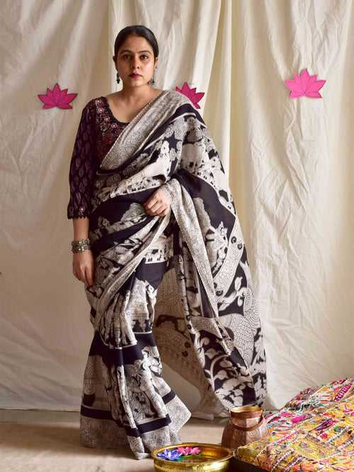 Gaj - kalamkari printed saree