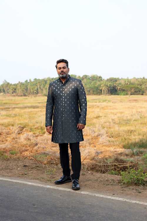 DENIM BRANCH EMBROIDERED SHERWANI