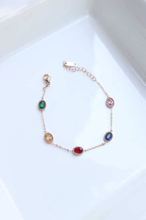 Rosegold Oval Multi Stones Bracelet