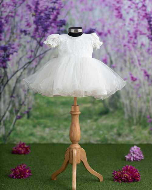 Fiona Puffed Sleeves Dove Dress