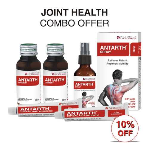 Pain Relief Combo - ANTARTH LINIMENT (50 ml X 2), ANTARTH OINTMENT (25 gm X 2), ANTARTH BIPHASIC SPRAY (50ml X 1)