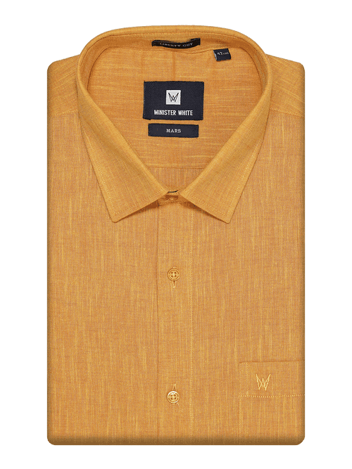 Mens Cotton Regular Fit Yellow Colour Shirt Mars