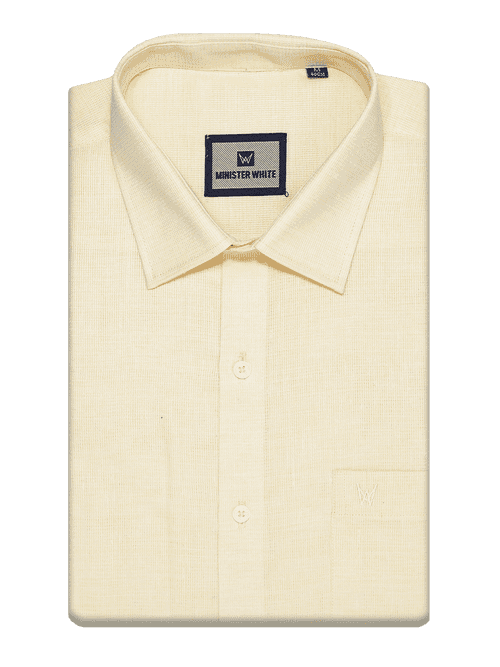 Mens Starch Cotton Yellow Colour Regular Fit Shirt Coral