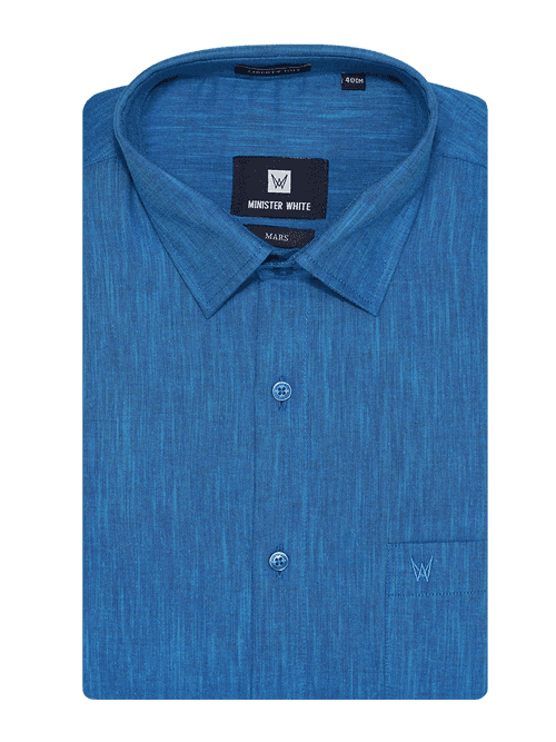 Mens Cotton Regular Fit Blue Colour Shirt Mars