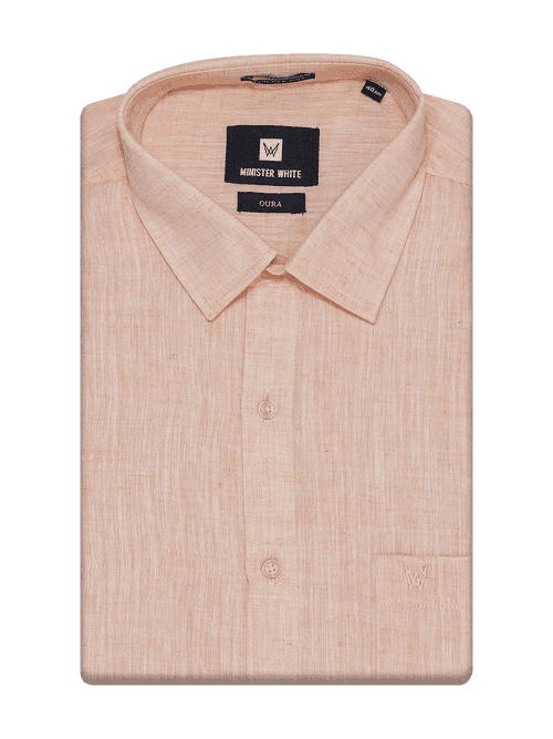 Mens Cotton Peach Colour Regular Fit Shirt Oura
