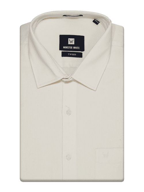 Mens Cotton Cream Colour Striped Regular Fit Shirt Tweed