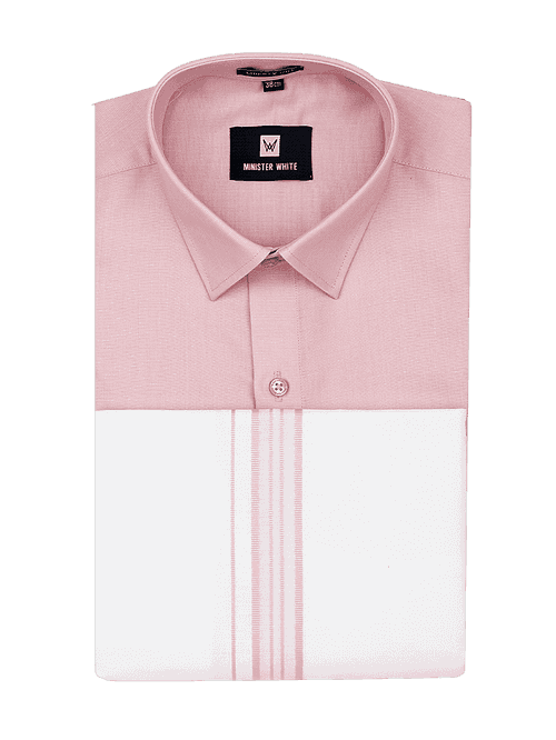 Mens Cotton Pink Matching Shirt and Dhoti Combo Luster