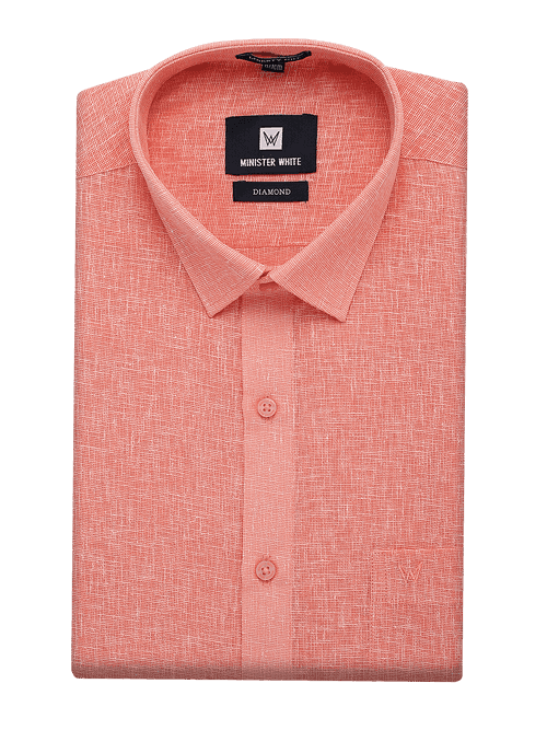 Mens Cotton Coral Colour Regular Fit Shirt Diamond