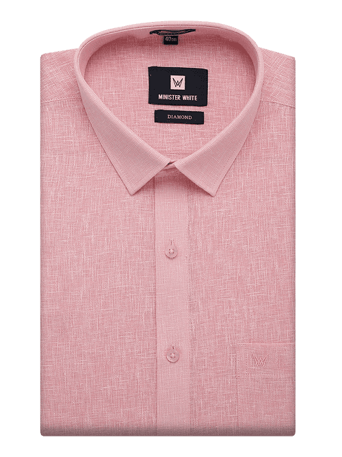 Mens Cotton Pink Colour Regular Fit Shirt Diamond