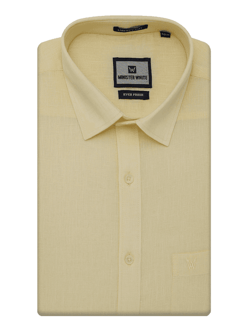Mens Cotton Linen Regular Fit Butter Colour Shirt Ever Fresh