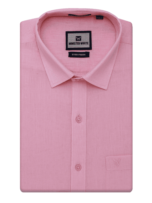 Mens Cotton Linen Regular Fit Pink Colour Shirt Ever Fresh